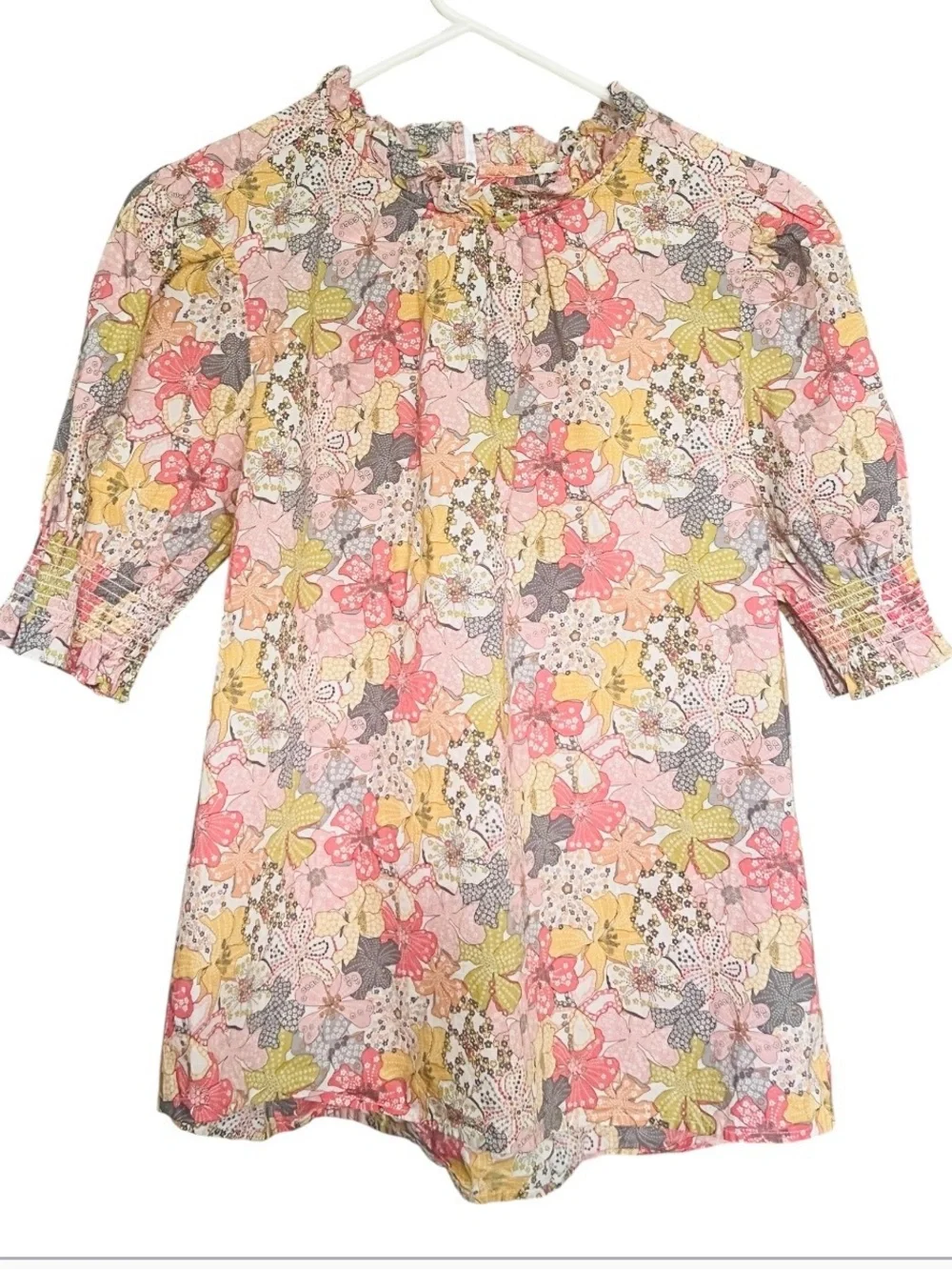 J.Crew Liberty Mauvey Floral Smocked Puff Sleeve Top Hipster Multi SZ M